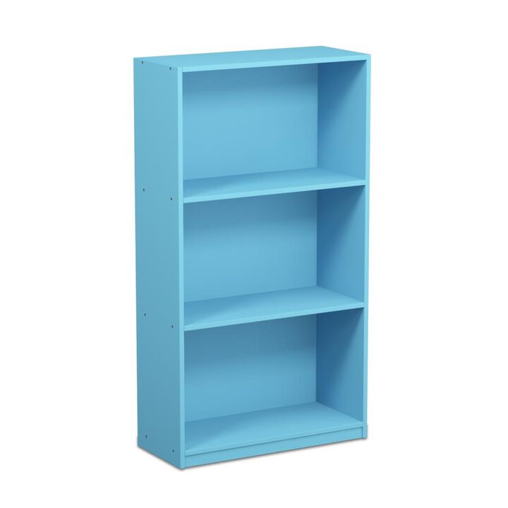 FURINNO Basic 3-Tier Bookcase Storage Shelves, Light Blue