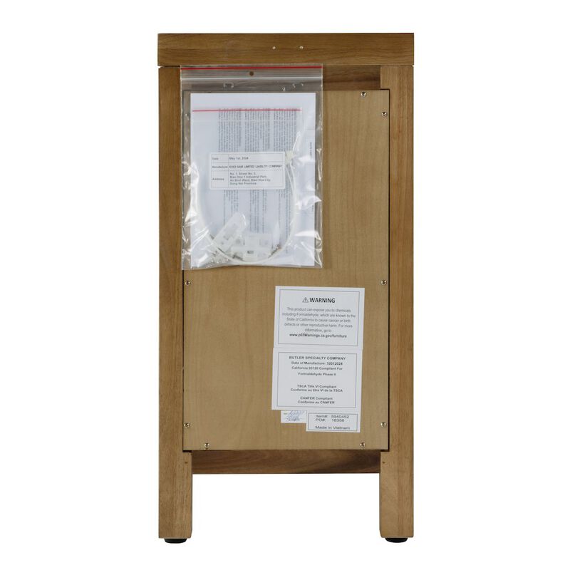 Butler Specialty 12 in. W Rectangular Wood 1 Door Narrow End Table with Pull-Out Tray, Natural