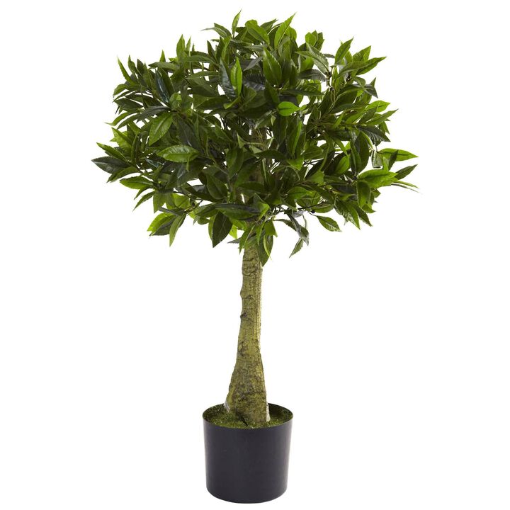 Nearly Natural 3-ft Bay Leaf Topiary UV Resistant w/604 Lvs (Indoor/Outdoor)