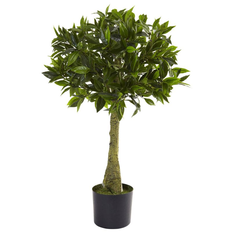 Nearly Natural 3-ft Bay Leaf Topiary UV Resistant w/604 Lvs (Indoor/Outdoor)
