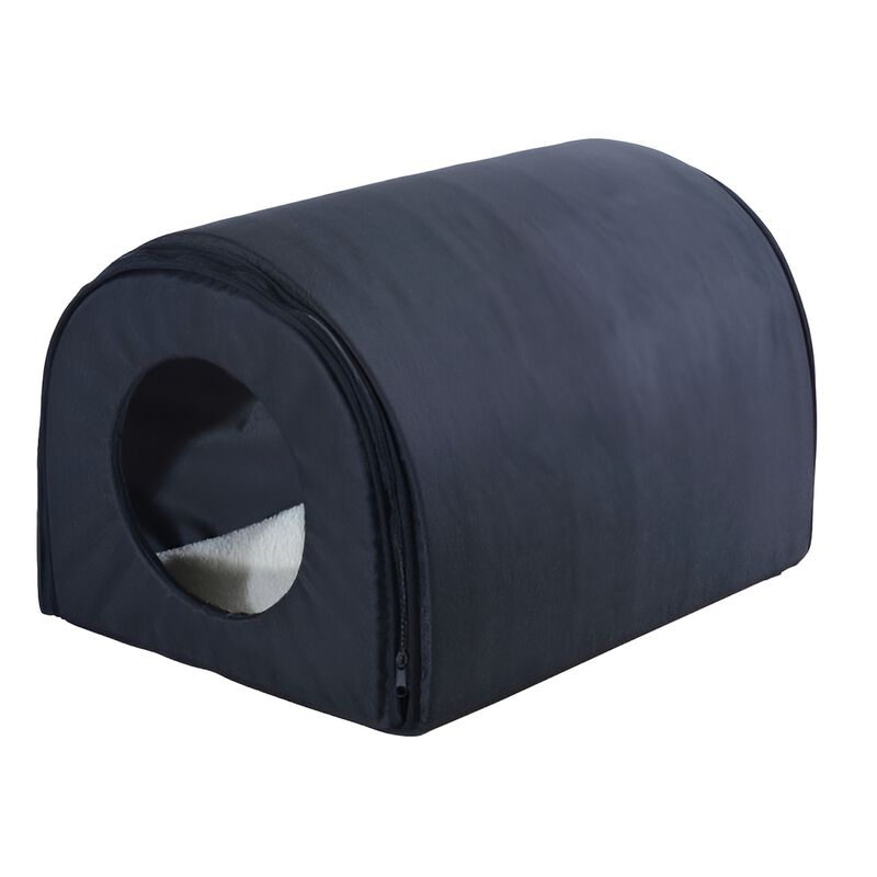 Waterproof Outdoor Cat House with Built-In Heater and Cushion