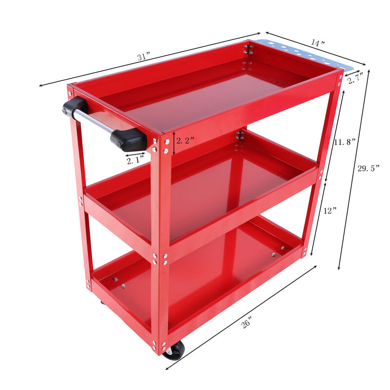 ELEMENT ACE Heavy Duty 3-Tier Rolling Mechanic Tool Cart with Lockable Wheels 450 LBS Capacity Industrial Utility Cart for Garage Warehouse Workshop Storage image number 2