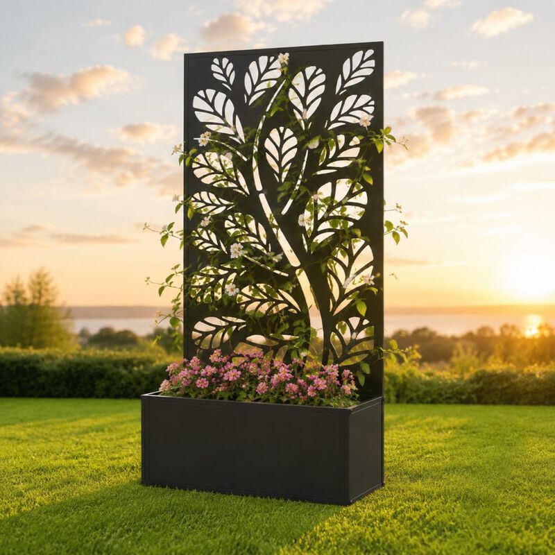 WOW PIONEER Freestanding or Wall Mounted Metal Raised Garden Bed with Trellis for Climbing Plants, For Gardens, Patios, Balconies image number 3