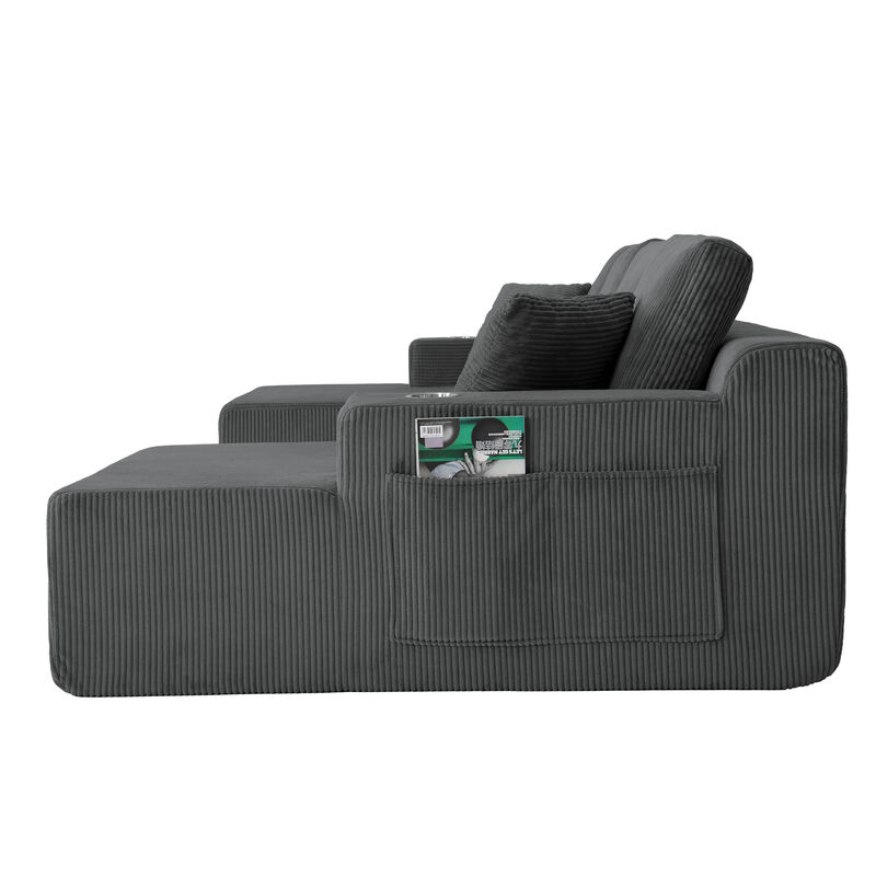 Cleblu 130" U-Shaped Modular Sectional Sofa image number 7