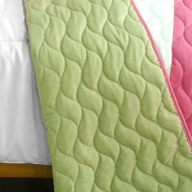 3-Piece Vermicelli Quilted Patchwork Quilt Set Soft Bedding image number 3