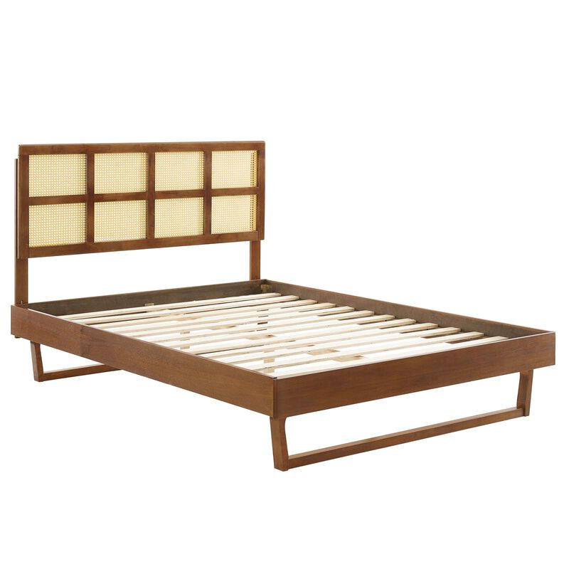 Modway - Sidney Cane and Wood King Platform Bed with Angular Legs image number 2