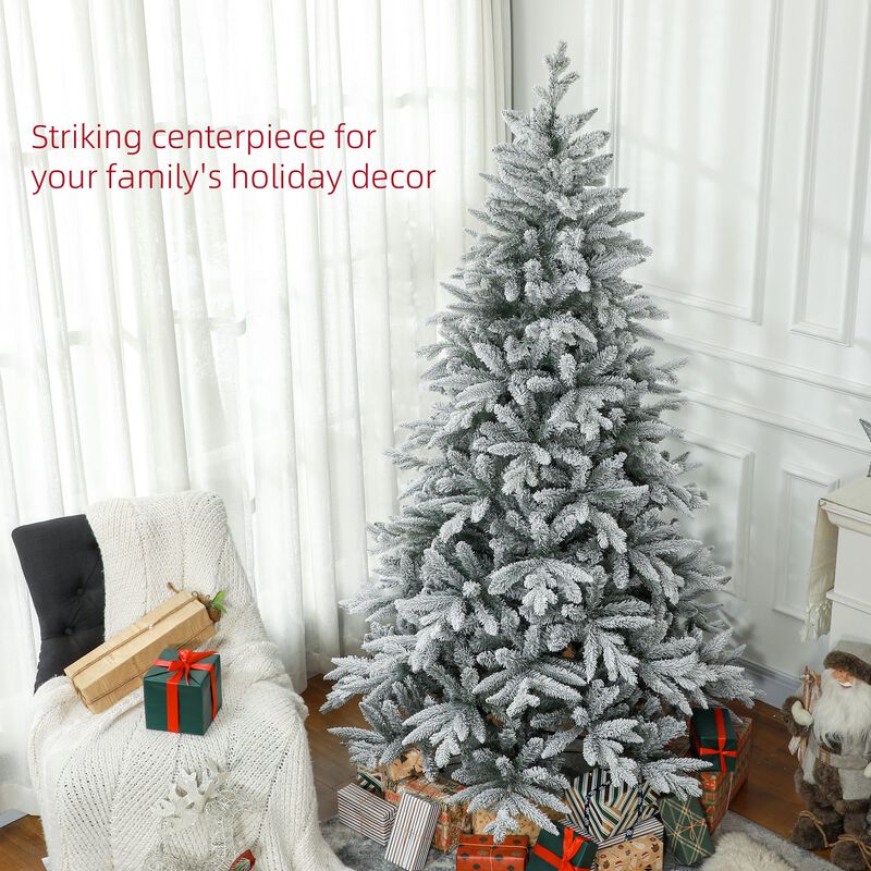 7ft Snow Flocked Artificial Christmas Tree with 1401 Tips