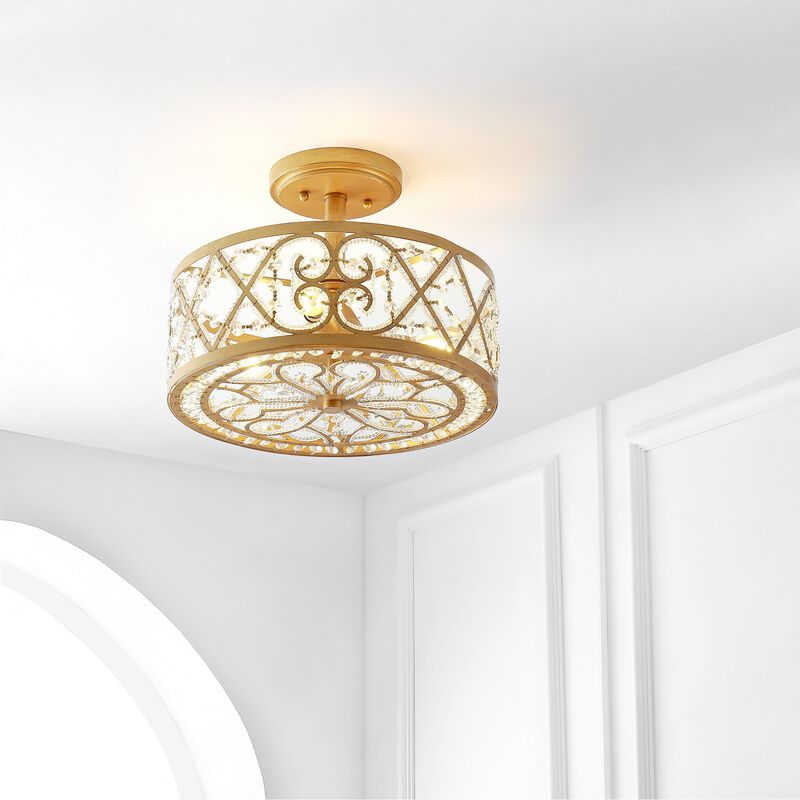 Leila Iron/Crystal Modern Glam LED Flush Mount