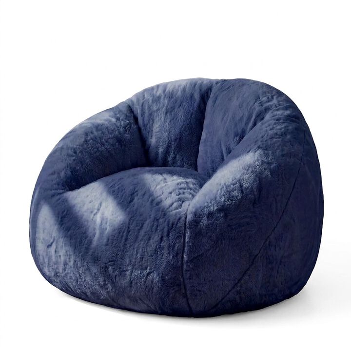 Vipbear Faux Fur Bean Bag Chair, Large Stuffed Bean Bag Sofa with Filler for Living Room, Bedroom