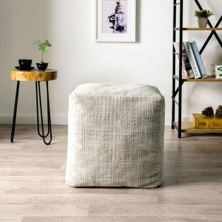 Hivvago 18 Inch Beige Abstract Pouf Ottoman
