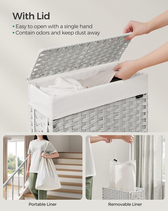 Slim Laundry Hamper with Lid for Space-Saving Storage