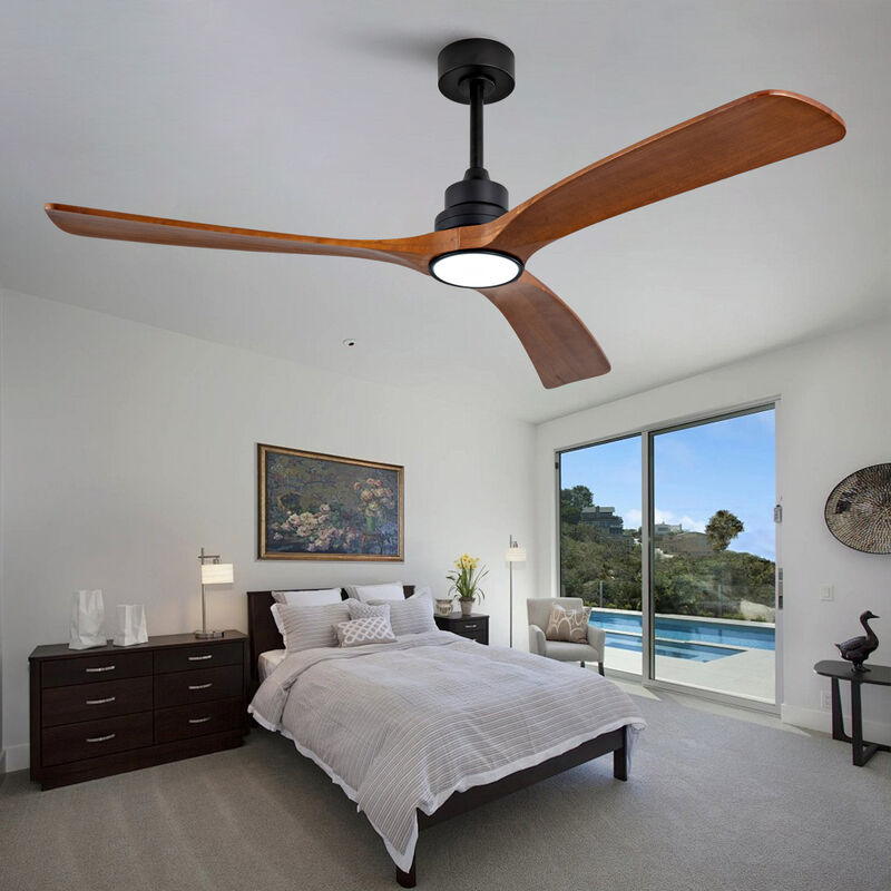 60" Solid Wood Blade Ceiling Fan image number 3