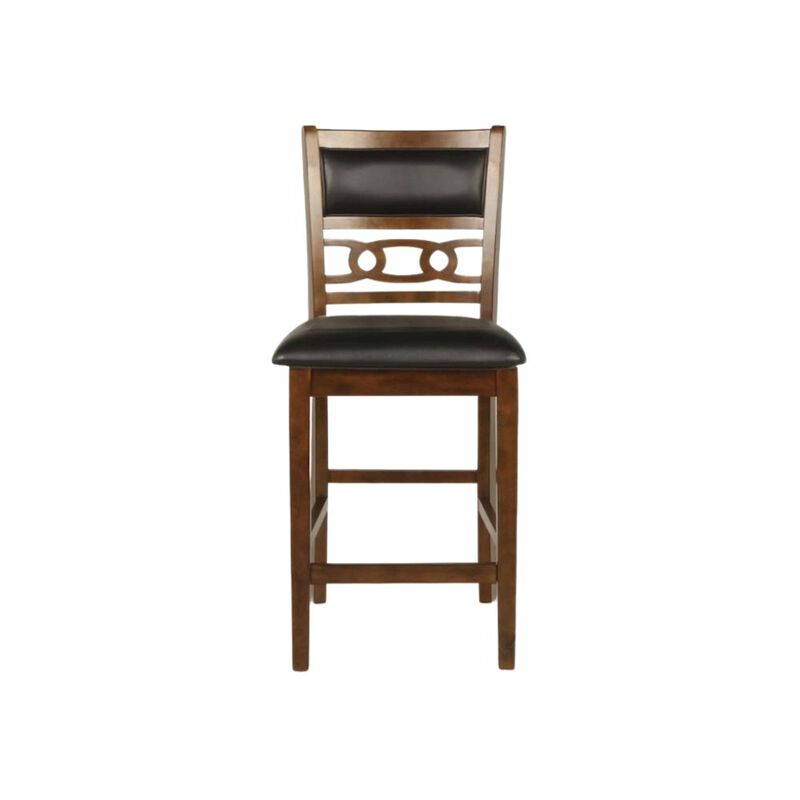 Brown Wood Counter Height Dining Chair Set of 4, PU Seat, Solid Construction image number 1