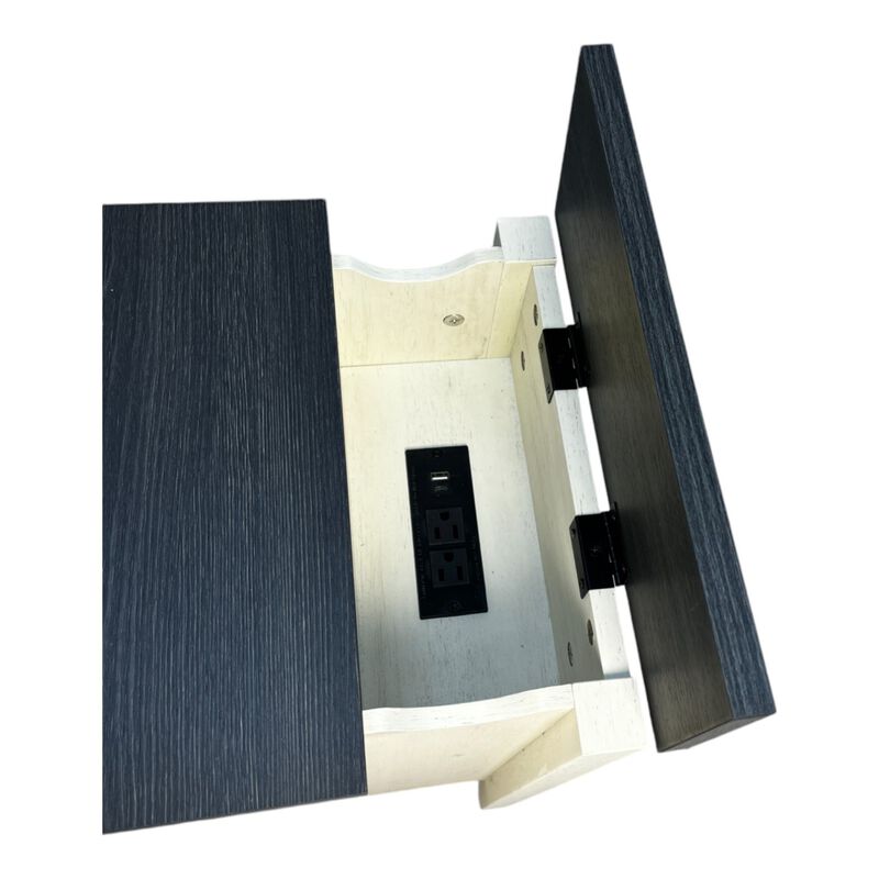 Streamdale Farmhouse Bedside Table with Charging Station, Barn Door Nightstand with Drawer image number 4