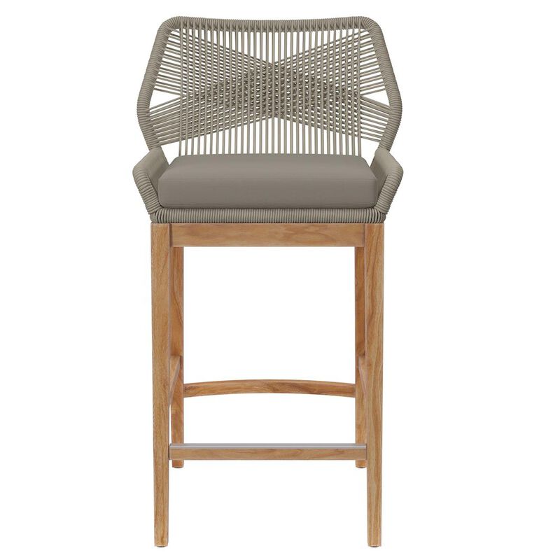 Wellspring Outdoor Patio Teak Wood Bar Stool image number 4