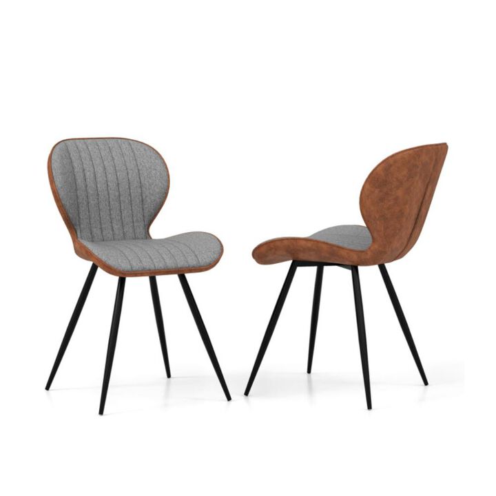 Hivvago Set of 2 Armless Dining Chair Modern Accent Chairs with Curved Backrest