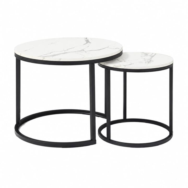 GOODSILO Set of 2 Nesting Coffee Tables Flexible Separable Combined Design for Living Room Bedroom Apartment Small Space Use as Side Table Nightstand Display Shelf