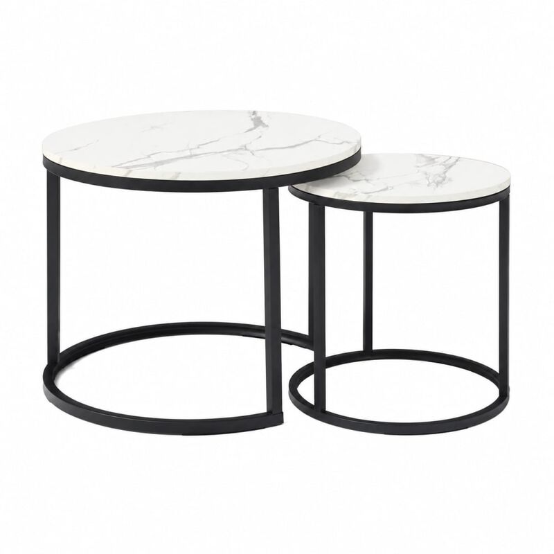GOODSILO Set of 2 Nesting Coffee Tables Flexible Separable Combined Design for Living Room Bedroom Apartment Small Space Use as Side Table Nightstand Display Shelf image number 0