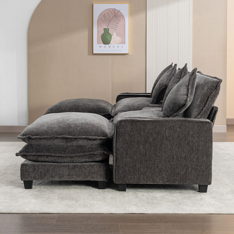 111" Sectional Sofa, Chenille Modular Couch image number 3