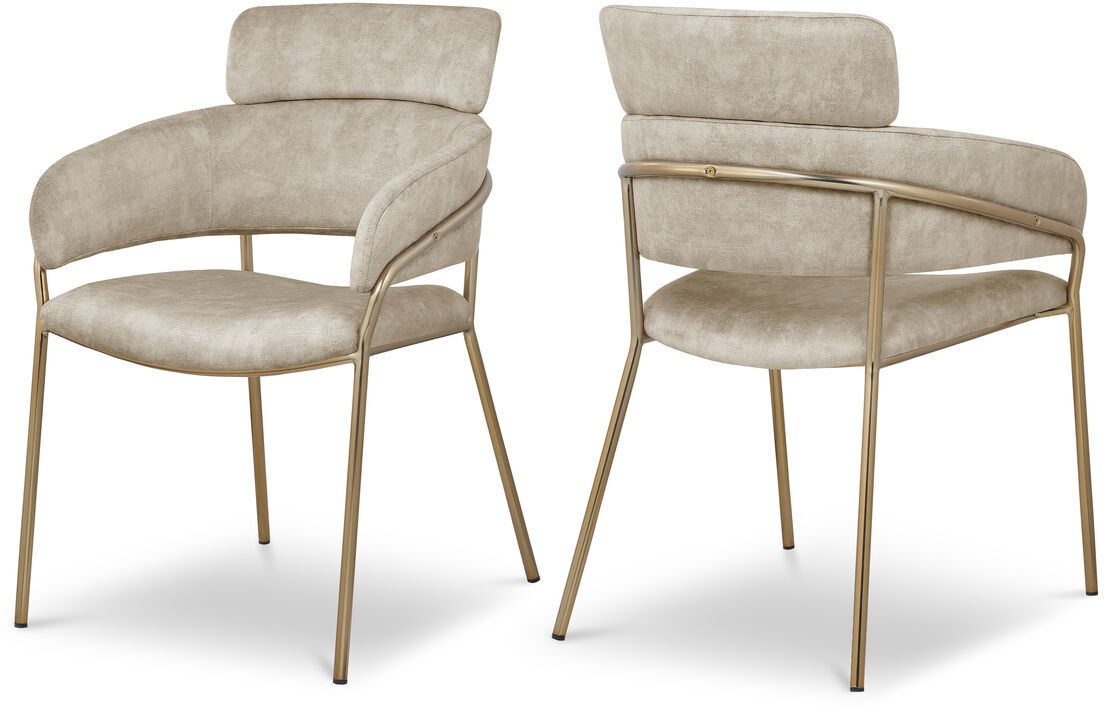 Meridian Furniture Yara Stone Velvet Dining Chair, Set of 2