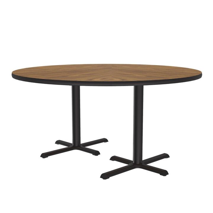Correll Table Height Deluxe High-Pressure Caf&eacute; and Breakroom Table, 60x60, ROUND MEDIUM OAK BLACK