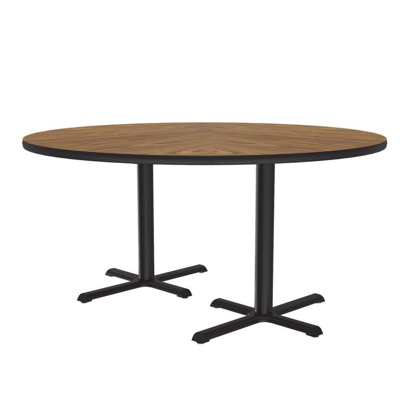 Correll Table Height Deluxe High-Pressure Caf&eacute; and Breakroom Table, 60x60, ROUND MEDIUM OAK BLACK