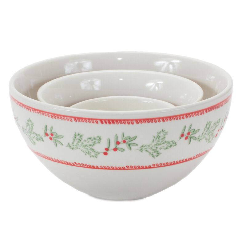 Mistletoe Bowls Set of 3 for Holiday Dining and Decor