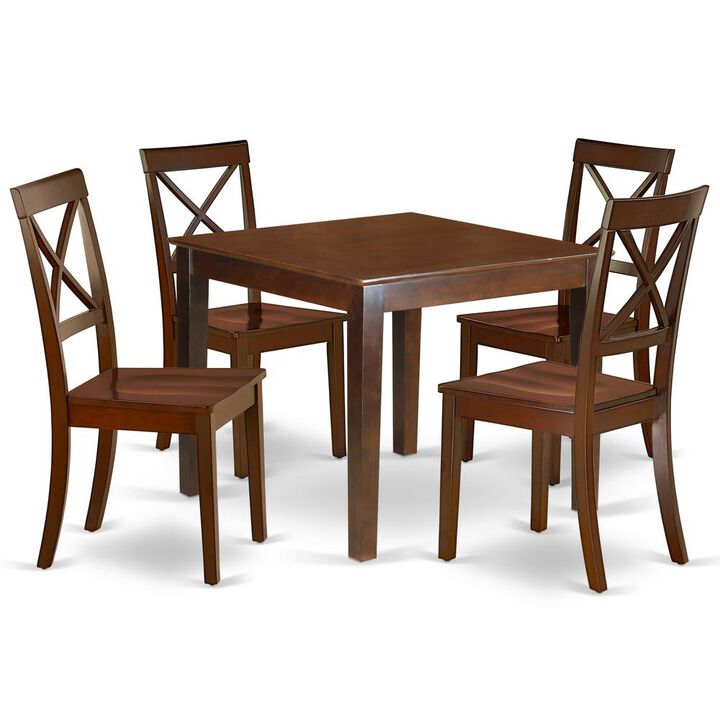East West Furniture Dining Room Set Mahogany, OXBO5-MAH-W