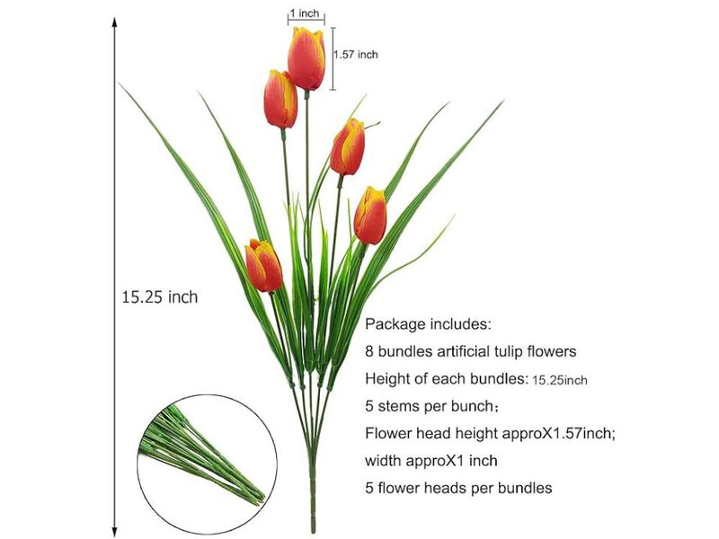 8 Bundle Orange Artificial Greenery Plants UV Resistant Outdoor Garden Porch image number 2