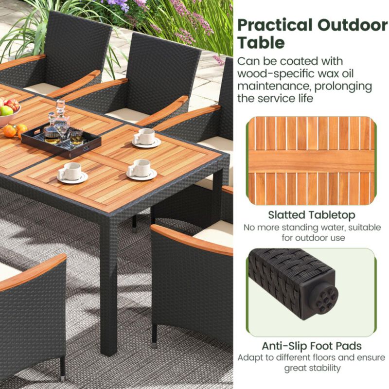 Hivvago 9 Pieces Outdoor Dining Set with Acacia Wood Tabletop for Garden