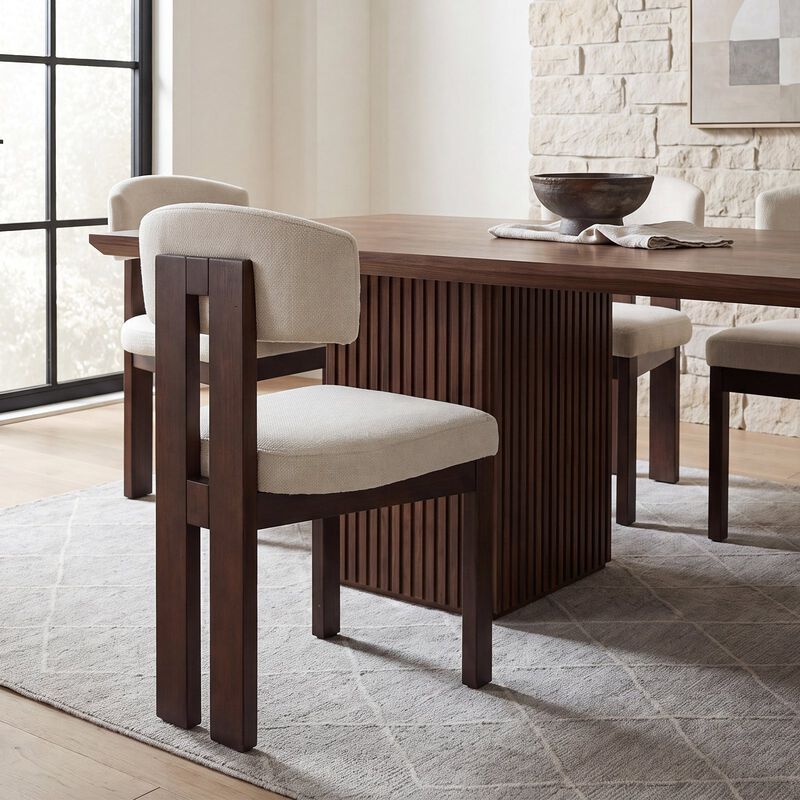 COLAMY HALO Modern Upholstered Wood Dining Chair image number 2