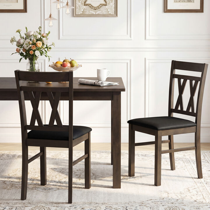 Set of 2 Upholstered Linen Style Dining Chairs for Kitchen and Dining Room Comfort-Rustic Grey