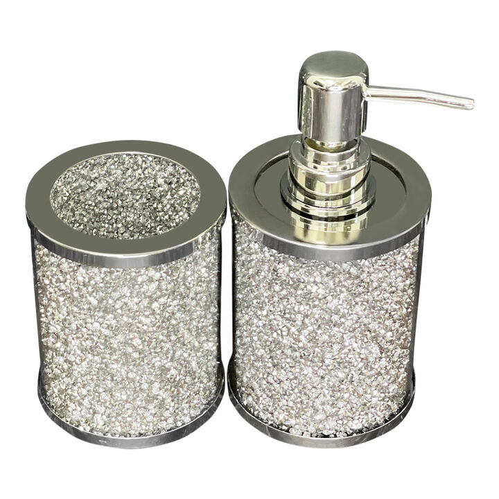 Exquisite 2 Piece Soap Dispenser and Toothbrush Holder in Gift Box