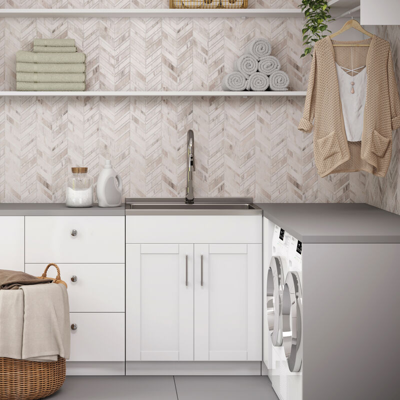 Modern Wide Shaker All-In-One 28-inch Laundry Utility Sink and Cabinet