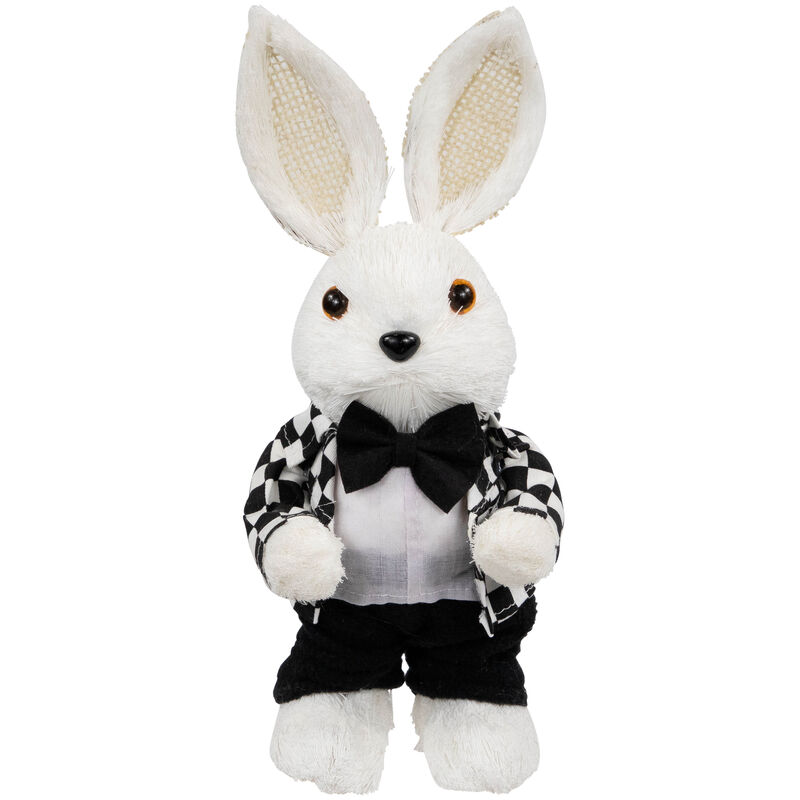 Boy Easter Rabbit Figurine in Checkered Jacket - 10"