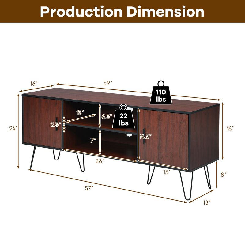 Retro Wooden TV Stand for TVs up to 65 Inches
