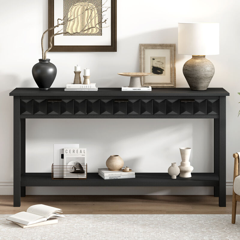 Merax Modern Stylish Console Table with 3 Drawers