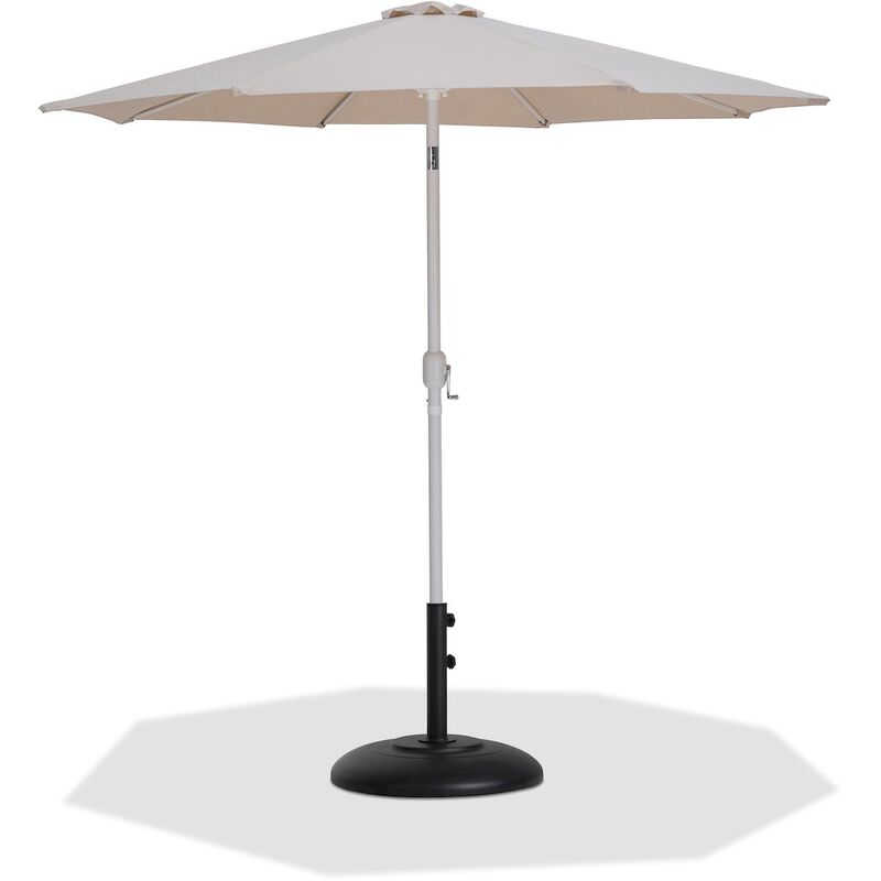 Meridian Furniture Fiji Beige Fabric / Matte Black Aluminum Patio Umbrella with Base Sets