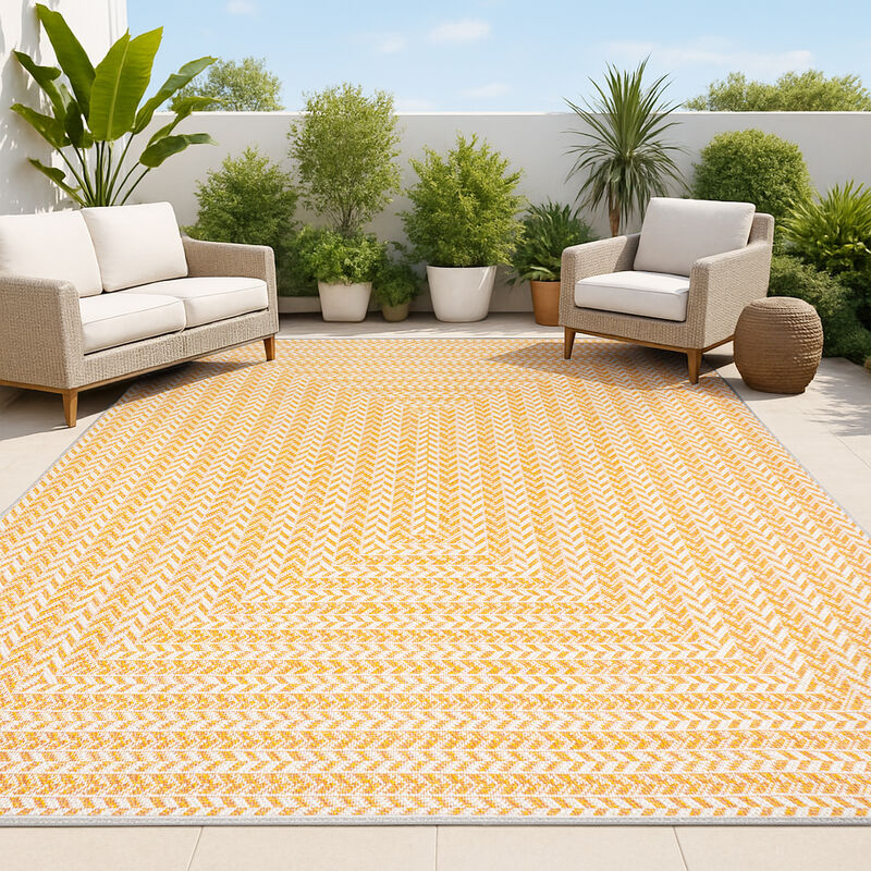 Chevron Modern Concentric Squares Indoor/Outdoor Area Rug