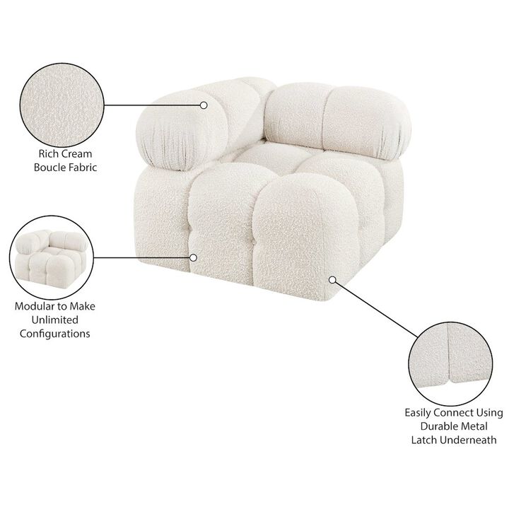 Meridian Furniture Ames Cream Boucle Fabric Corner