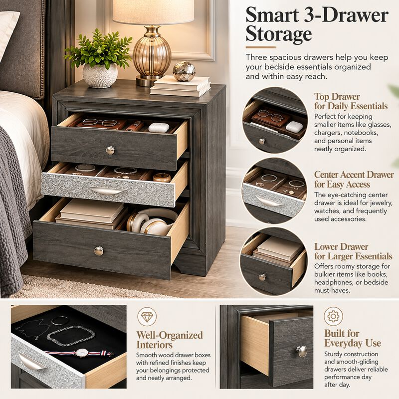 Darnavique 3-Drawer Nightstand image number 4