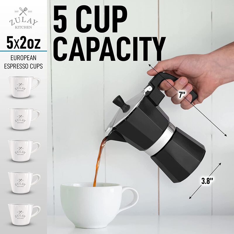 Classic Italian Style Espresso Cup Moka Pot - 5 Cups image number 3