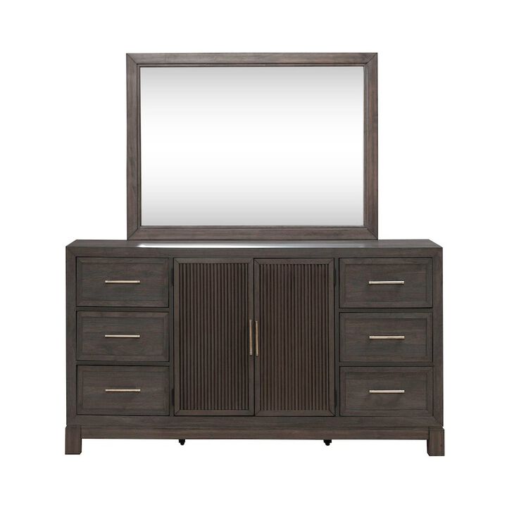 Liberty Furniture Modern Edge Dresser & Mirror Set for Bedroom - Caffe