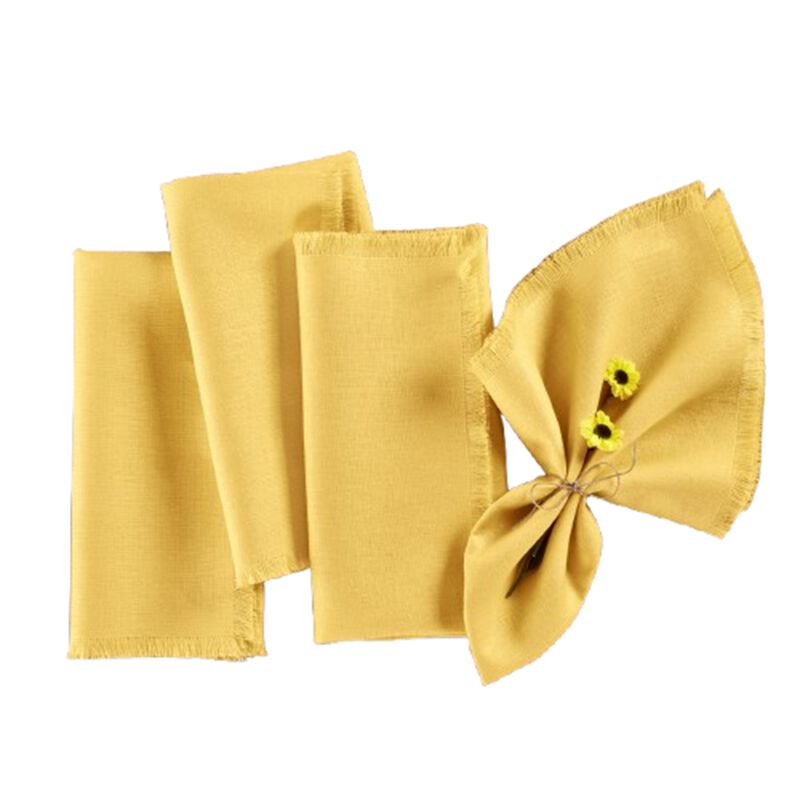 Solino Home Fringe 100% Linen Dinner Napkins &ndash; Set of 4, 20 x 20 in, Machine Washable, Holiday and Everyday Dining