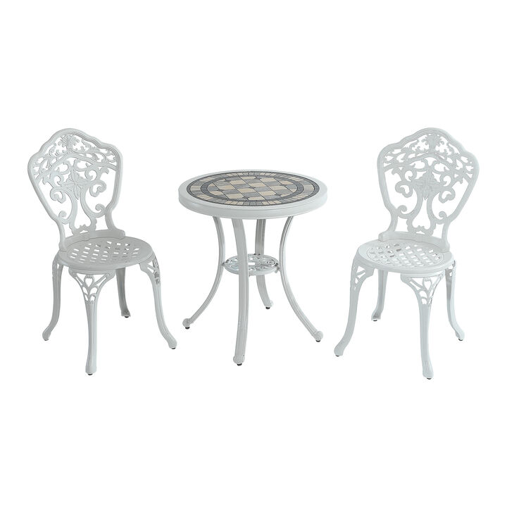 MONDAWE Elegant Patio Cast Aluminum Bistro 3-Piece Dining Set – Indoor & Outdoor Chic Furniture