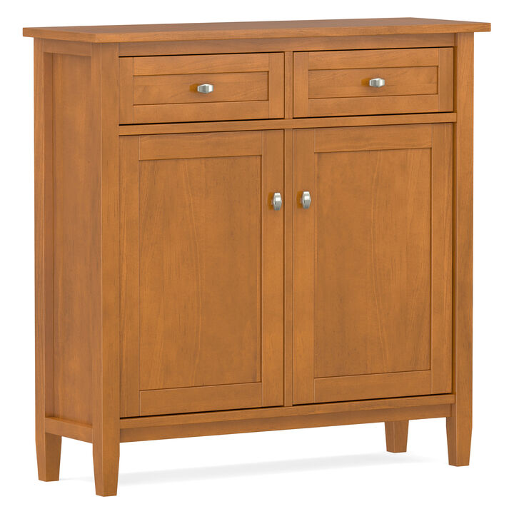Warm Shaker SOLID WOOD 36 inch Wide Transitional Entryway Storage Cabinet in Light Golden Brown