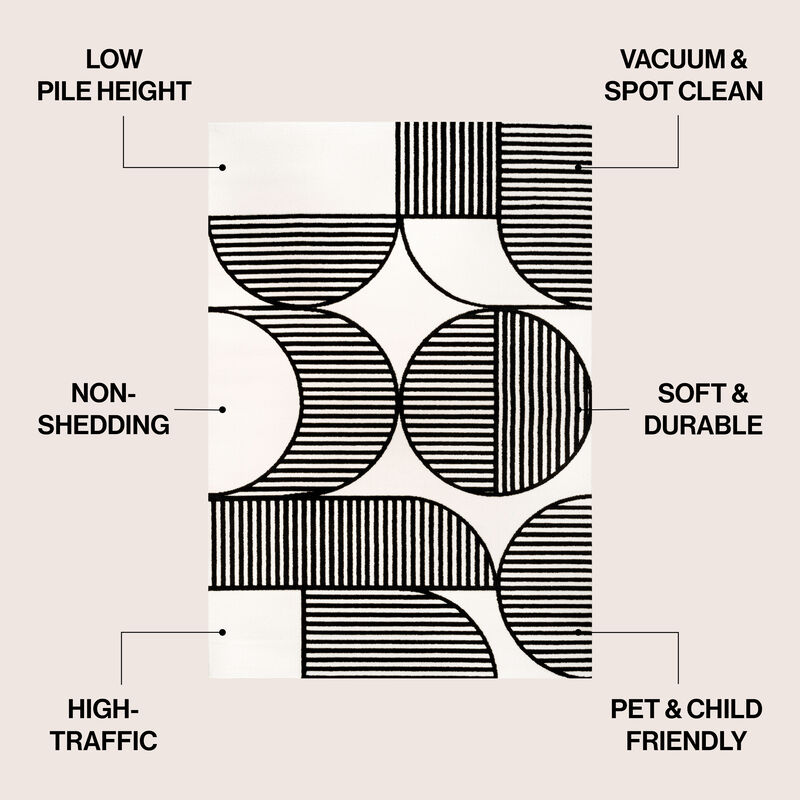 Nordby Geometric Arch Scandi Striped Area Rug