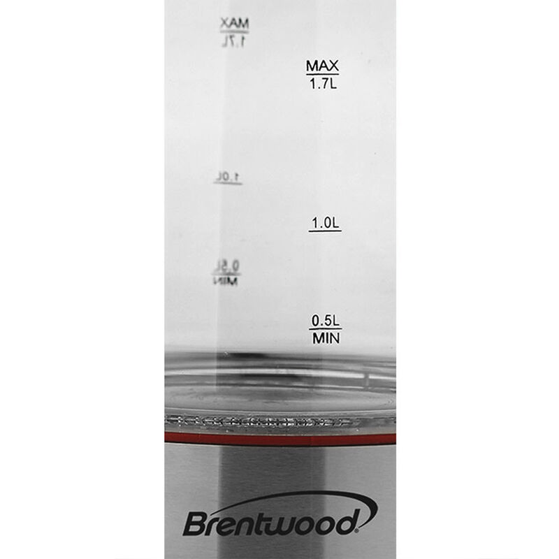 Brentwood Tempered Glass Tea Kettles, 1.7-Liter, Red