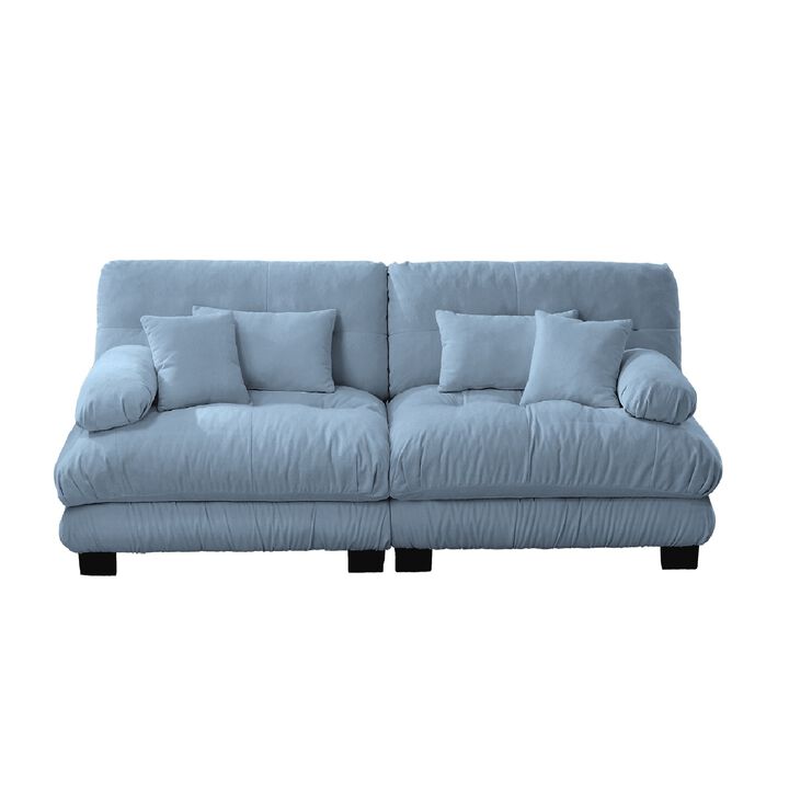 2-Seater Cloud Couch for Living Room, Chenille Fabric Sofa with 2 Lumbar & 2 Throw Pillows, High-Resilience Foam