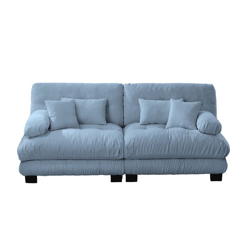 2-Seater Cloud Couch for Living Room, Chenille Fabric Sofa with 2 Lumbar & 2 Throw Pillows, High-Resilience Foam image number 0
